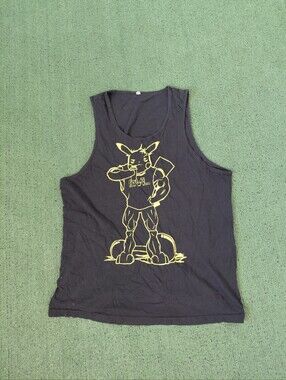 EVL Pokemon "Pikahuge" Parody Lifting Gym Black Tank Top Sz S/M